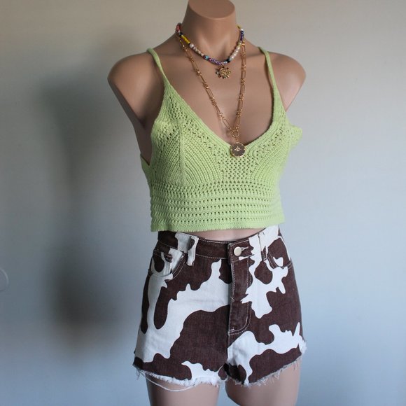 🌞🐚Summer Tings Collection//Neon mint Crochet Crop Top - Picture 5 of 6
